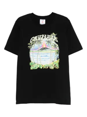 Casablanca Volcano palm-tree tropical print T-shirt