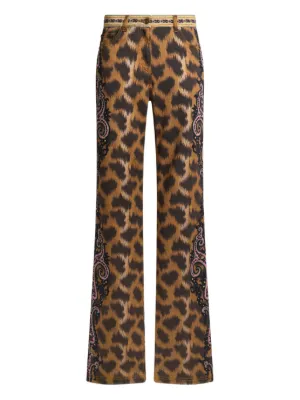 ETRO bootcut jeans in bull denim with animal motif