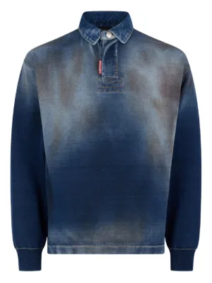 DSQUARED2 denim effect knit long sleeves polo 