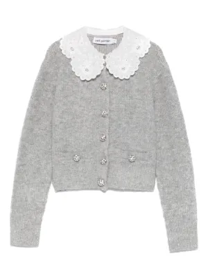 Self-Portrait scalloped-collar embellished cardigan