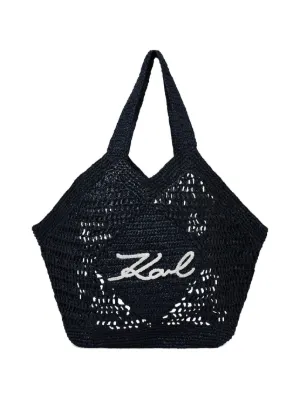 Karl Lagerfeld signature crochet large beach bag