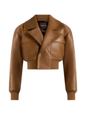 Mani&egrave;re De Voir Cosette vintage leather lapel bomber jacket