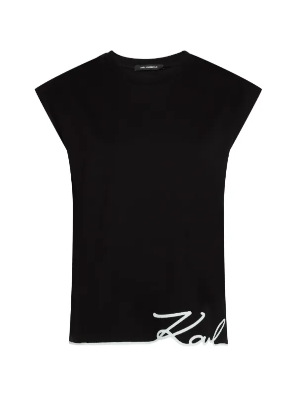 Karl Lagerfeld signature-hem tank top