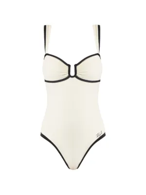 Karl Lagerfeld signature piped swimsuit