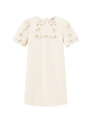 TWINSET short linen blend dress with embroidery