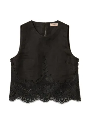 TWINSET linen top with lace
