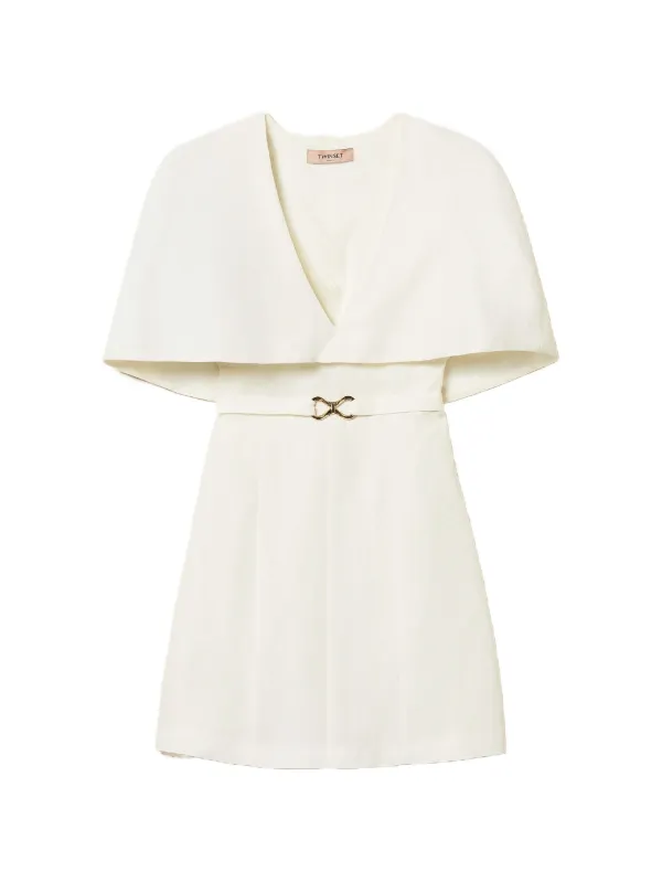 TWINSET short linen blend cape dress