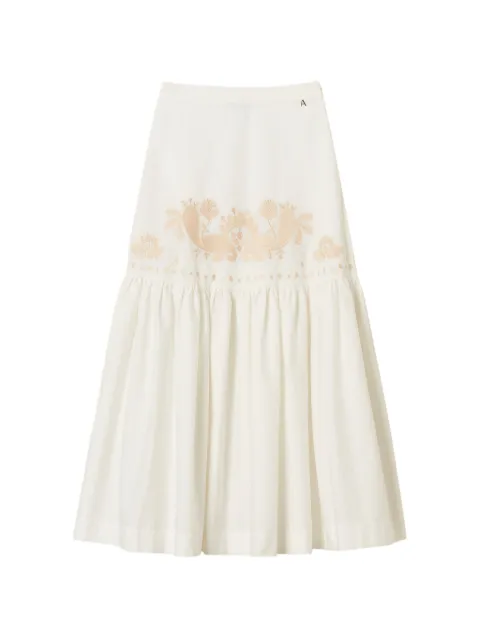 TWINSET long skirt with flounce and embroidery