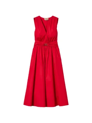 TWINSET midi poplin dress with logo belt