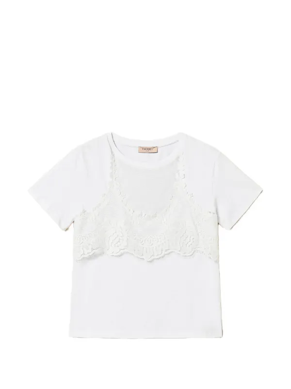 TWINSET Trompe L'Oeil T-shirt with lace