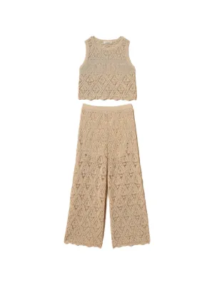 TWINSET Kids diamond knit wide-leg trouser set (set of two)