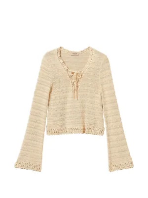 TWINSET jumper with crochet detail and ties