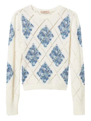 TWINSET diamond pattern jumper with floral print