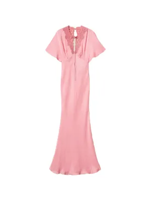 TWINSET long envers satin dress with embroidery