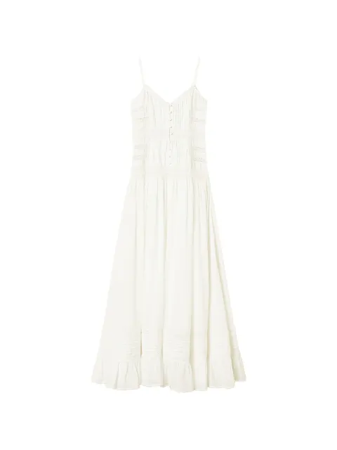 TWINSET long muslin dress with lace and ruffles