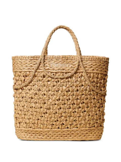 TWINSET crochet raffia shopper bag