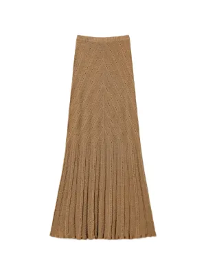 TWINSET long linen knit skirt with lurex