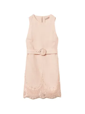 TWINSET short linen dress with lace