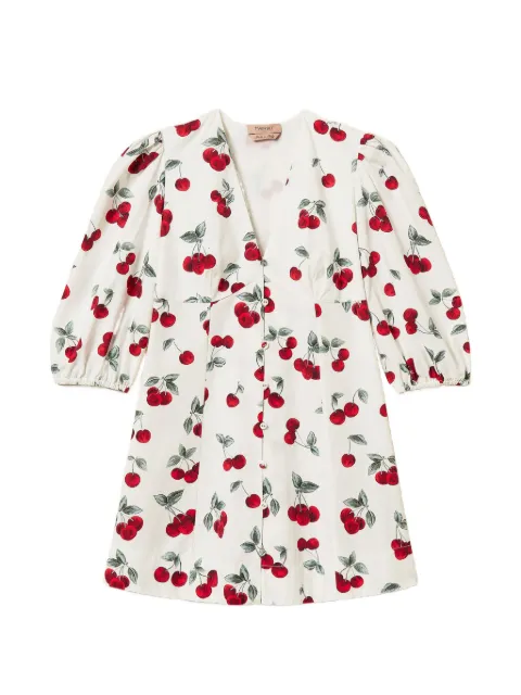 TWINSET short poplin dress with cherry print