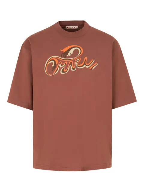 Marni cotton T-shirt with wave-logo print