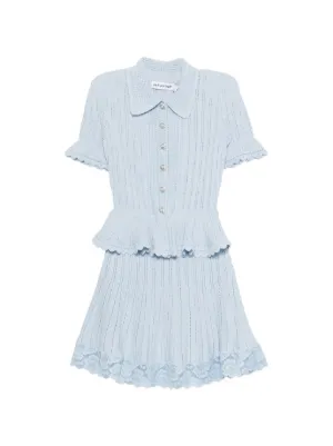 Self-Portrait pointelle peplum knit mini dress