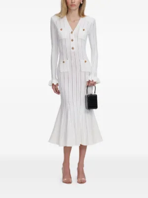 Self-Portrait jewel-button ruffled midi dress