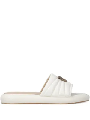 PINKO perforated nappa leather slip-on sandals with Love Birds logo