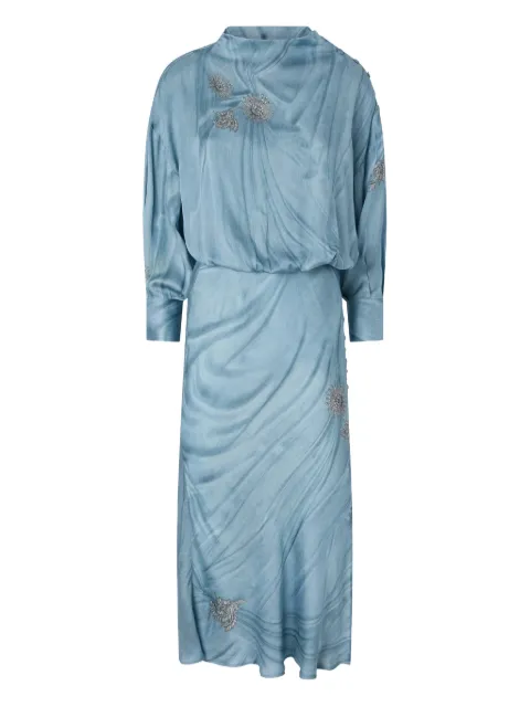 PINKO fluid midi dress with placed jewel print
