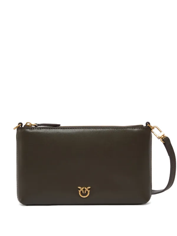 PINKO flat leather clutch with Love Birds logo