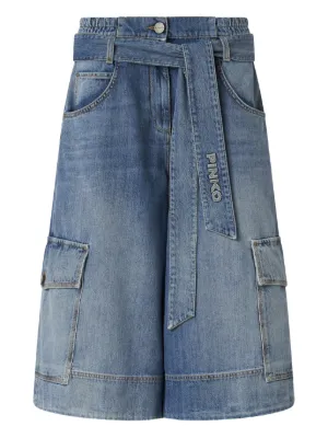 PINKO denim utility bermuda shorts with belt