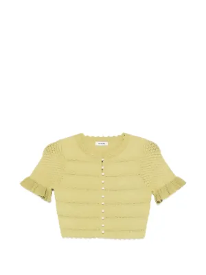 SANDRO cropped ruffled-sleeve top