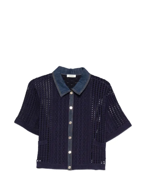 SANDRO crochet and denim top