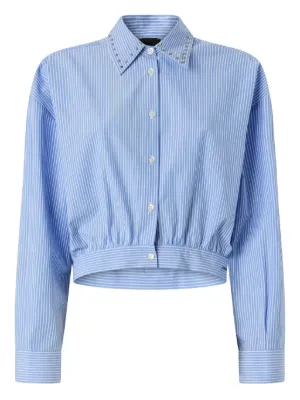 PINKO cropped striped shirt with jewel collar