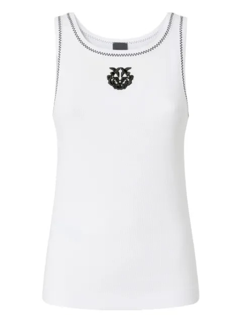 PINKO ribbed vest top with Love Birds embroidery