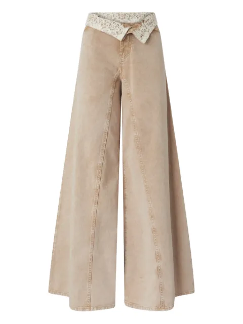 PINKO lace-detail wide leg trousers