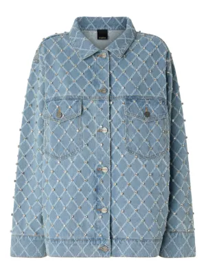 PINKO denim jacket with diamond and rhinestone motif