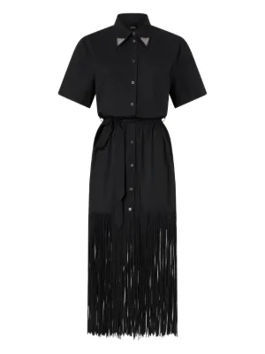 PINKO long shirt dress with fringing and metallic details