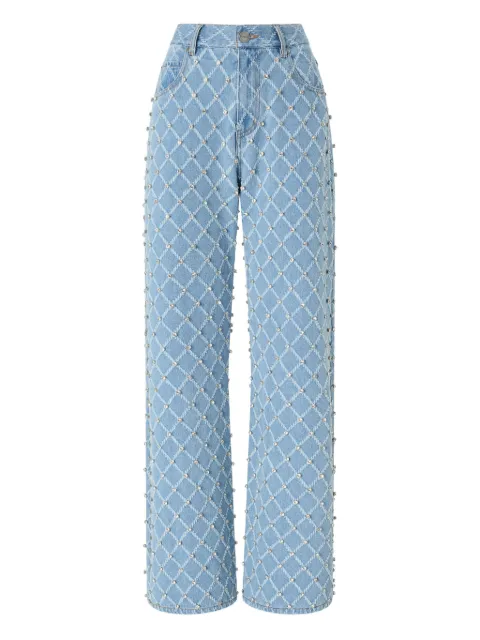 PINKO wide-leg jeans with diamond and rhinestone motif