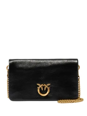 PINKO Love Bag Click Soft Horizontal Mini crossbody clutch in shiny leather
