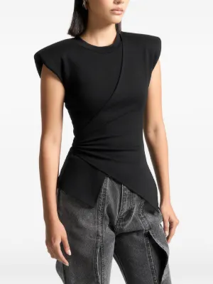 Manière De Voir wide shoulder ruched waist top