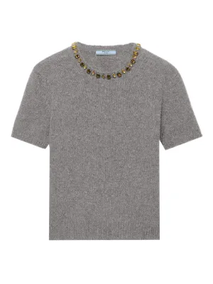 Prada crystal-embellished short-sleeved sweater