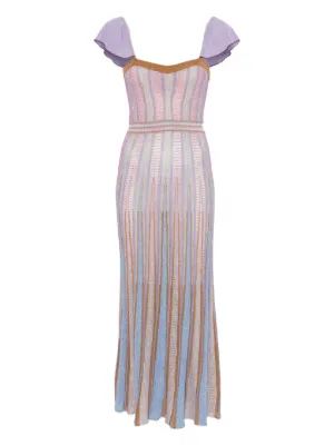 Forte Forte ruffled-sleeves striped maxi dress