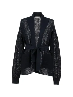 TWINSET mesh cardigan with hand-embroidered details