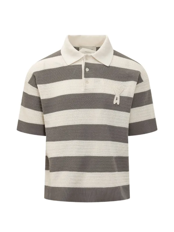 AMI Paris Ami de Coeur striped polo shirt