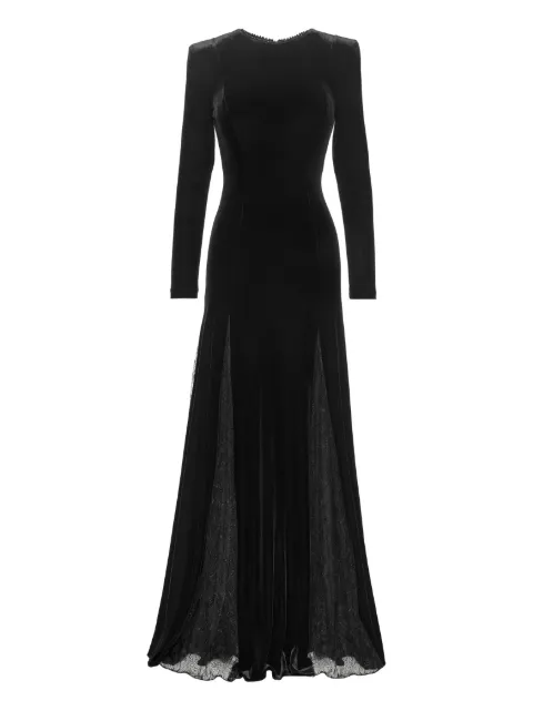 NISSA lace-insert velvet maxi dress