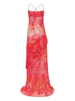 Donde Esteban Toronja layered lace maxi dress