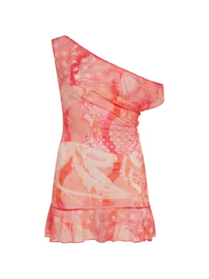 Donde Esteban lace one-shoulder mini dress