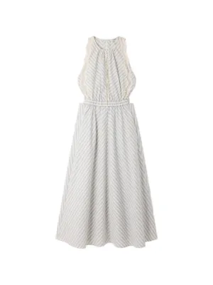 SANDRO striped cotton midi dress