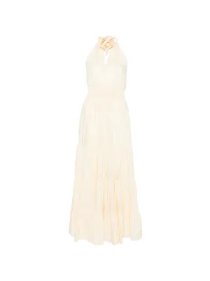 SANDRO floral neck linen maxi dress