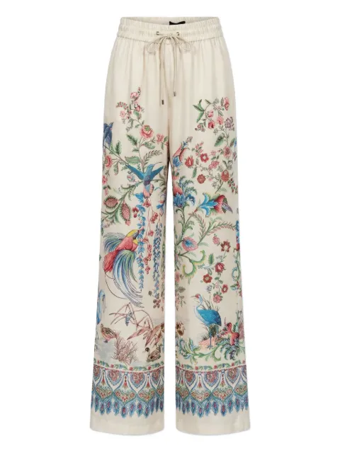 ETRO wide-leg trousers with placed flora and fauna print